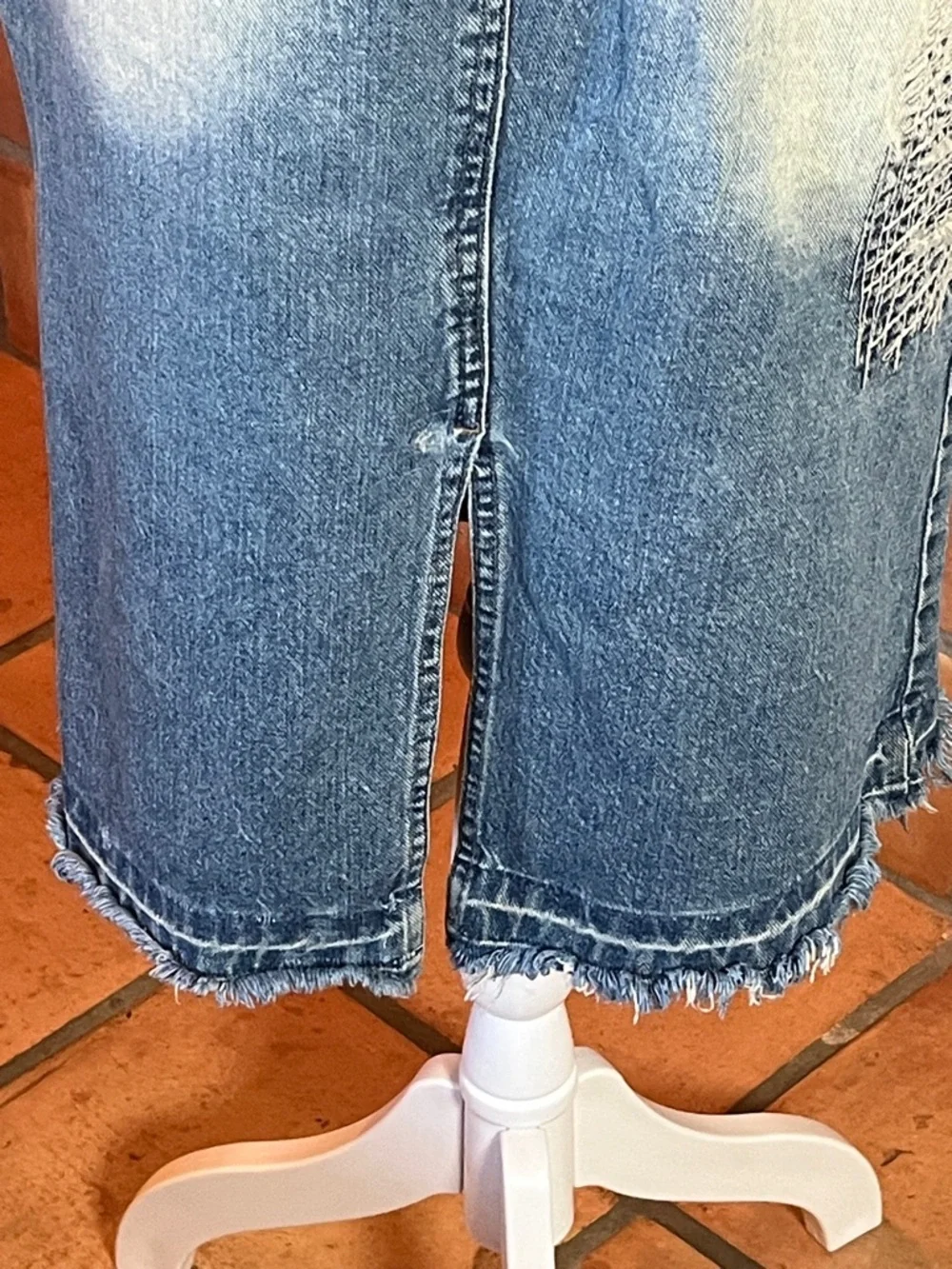Byzance Brazilian Made Distressed Denim Skirt, size 31